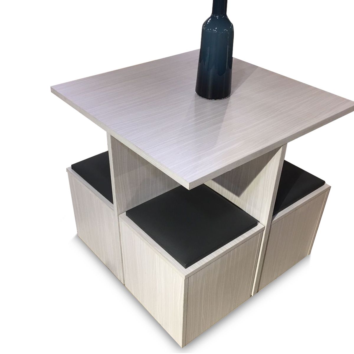 Grey Small Dining Table with 4 Poufs and Storage HUB Furniture Egypt