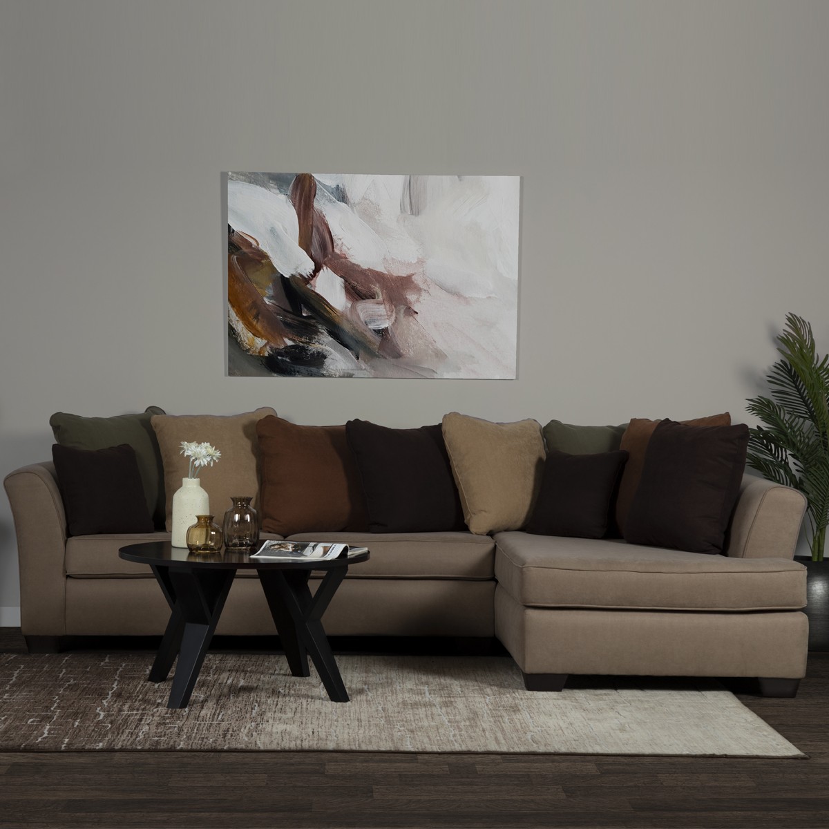 Brown right L shaped sofa | HUB Furniture