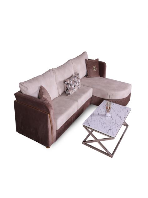 Beige L-shaped sofa
