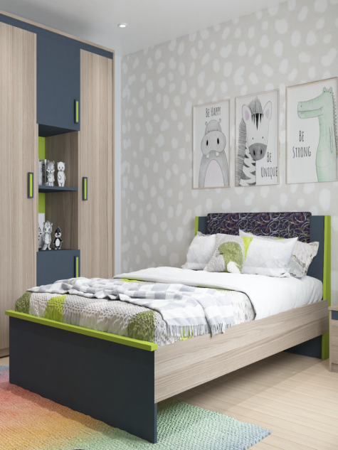 Grey & Green 90cm Kids Bedroom