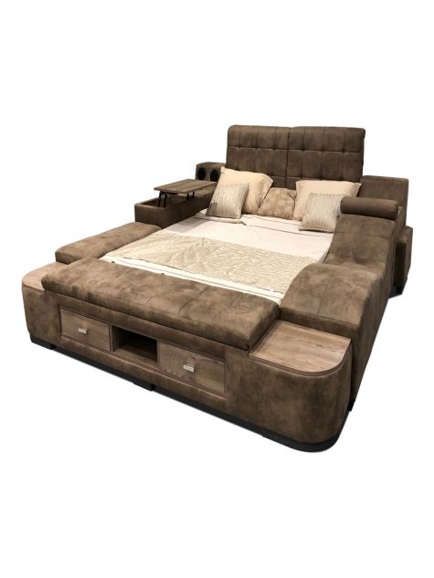 Multifunctional Brown Queen Bed