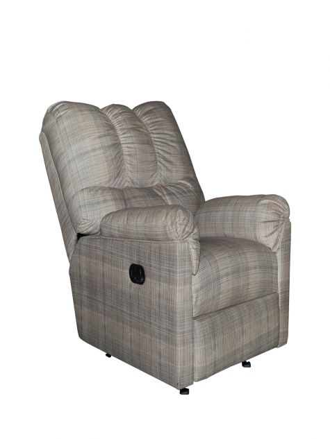 Checkered Beige Recliner Chair