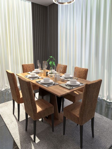 EM-PARALLEL-DN Dining table with 6 chairs