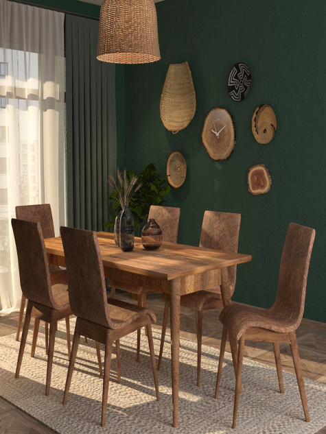 PL-LUNA-DN Dining table with 6 chairs