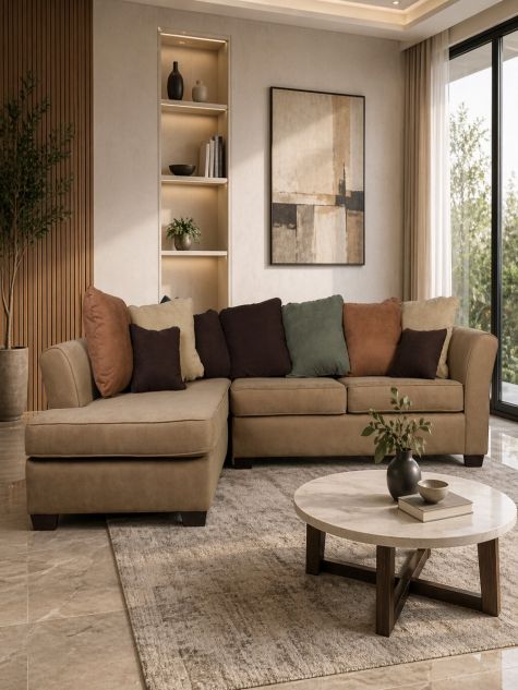 Brown Left L shaped corner sofa