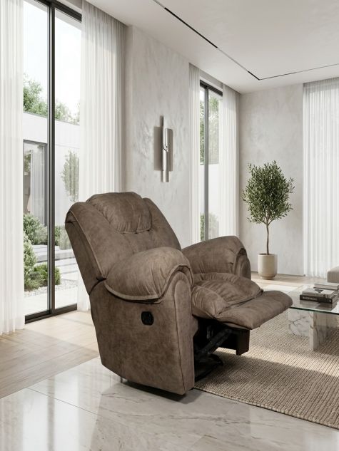 Dark Beige Swivl Recliner Chair