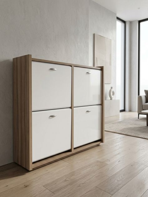 EMS - Q22-WOOD/WHITE Shoe rack