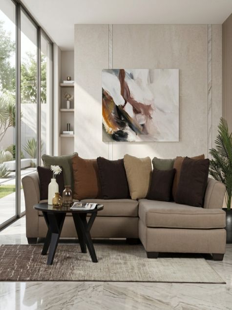 Brown right L shaped sofa
