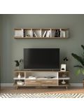 wooden white, tv table, shelf, living room, hub furniture