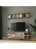 wooden white, tv table, shelf, living room, hub furniture