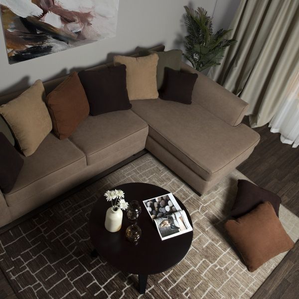 Brown right L shaped sofa
