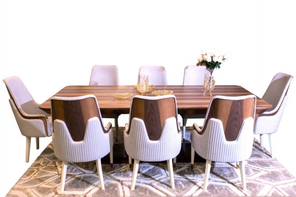 LF-D000300 Dining table with 8 chairs
