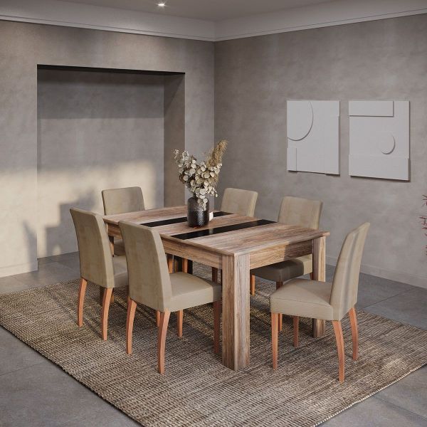 EM-RIEN-14120-DN Dining table with 6 chairs