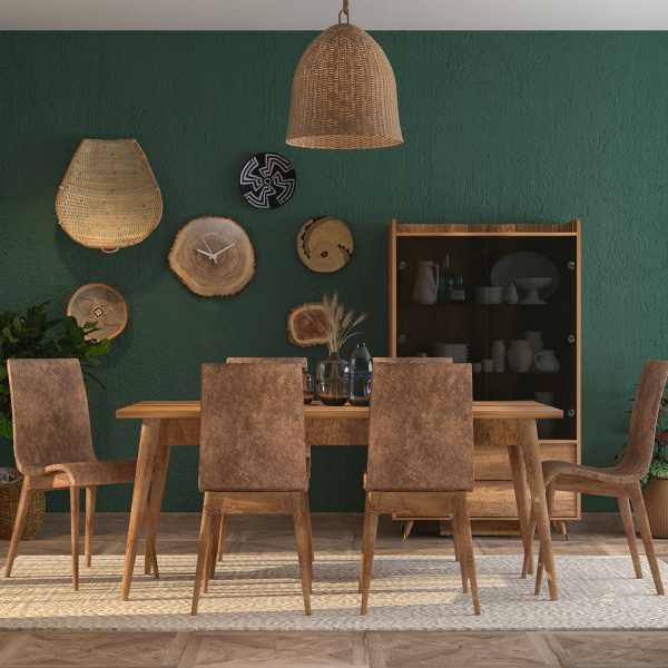 غرفة سفرة كاملة بني فاتح