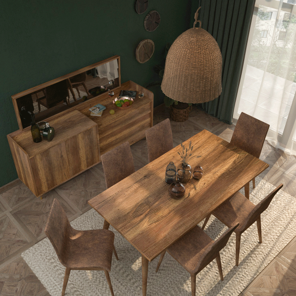 غرفة سفرة كاملة بني فاتح