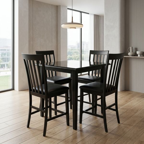 ترابيزة سفرة مرتفعة سوداء و 4 كرسي