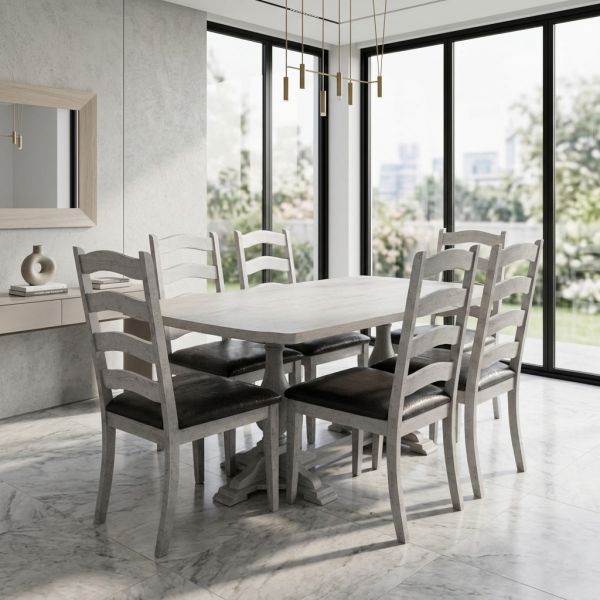 ترابيزة سفرة و 6 كرسي بيضاء