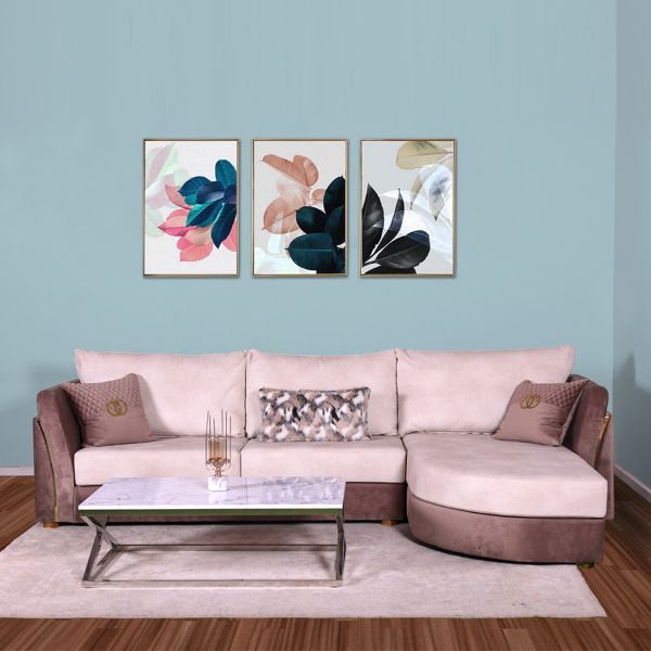 Beige L-shaped sofa