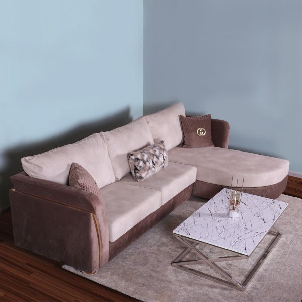 Beige L-shaped sofa