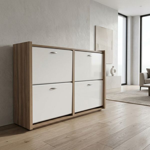 EMS - Q22-WOOD/WHITE Shoe rack