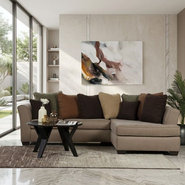 Brown right L shaped sofa