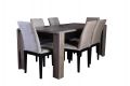 light grey dining table, 6 fabric chairs, hub furniture