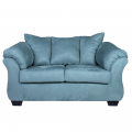 blue loveseat, comfy loveseat, living room