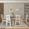 wooden white dining table, 6 chairs, hub furniture