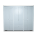 white wardrobe, 6 doors wardrobe, floral handles
