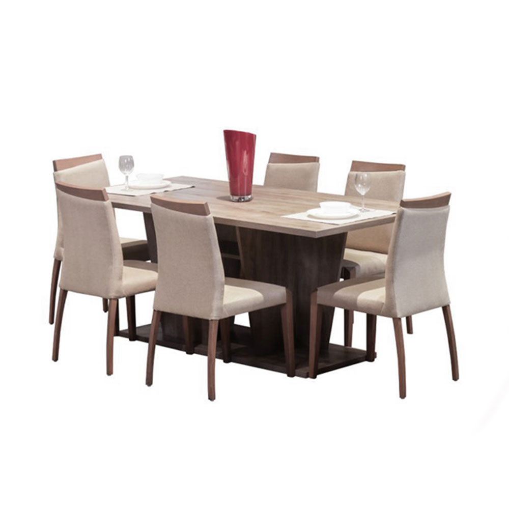 Wooden Beige Dining Table with 6 Chairs HUB Furniture Egypt